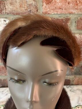 Vintage Brown Mink Fur Headband Hat - Women's Accessory